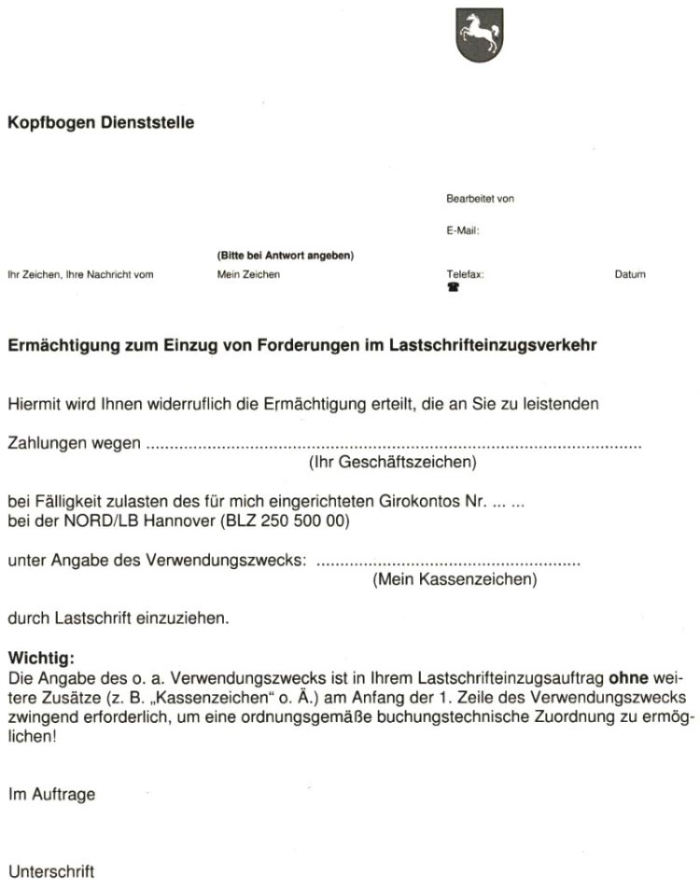 Einzugserm�chtigung